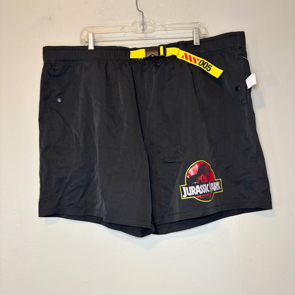 Jurassic Park Mens XXL Isla Nublar Nylon Utility Shorts Black Belted Gorpcore